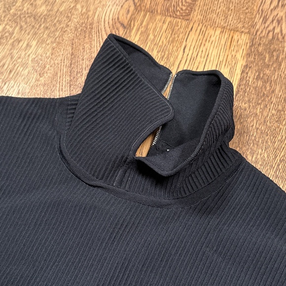 Nina Ricci Reverse 1/4 Ribbed Mock Neck Viscose Stretch L/S Shirt Womens Medium - Picture 3 of 11